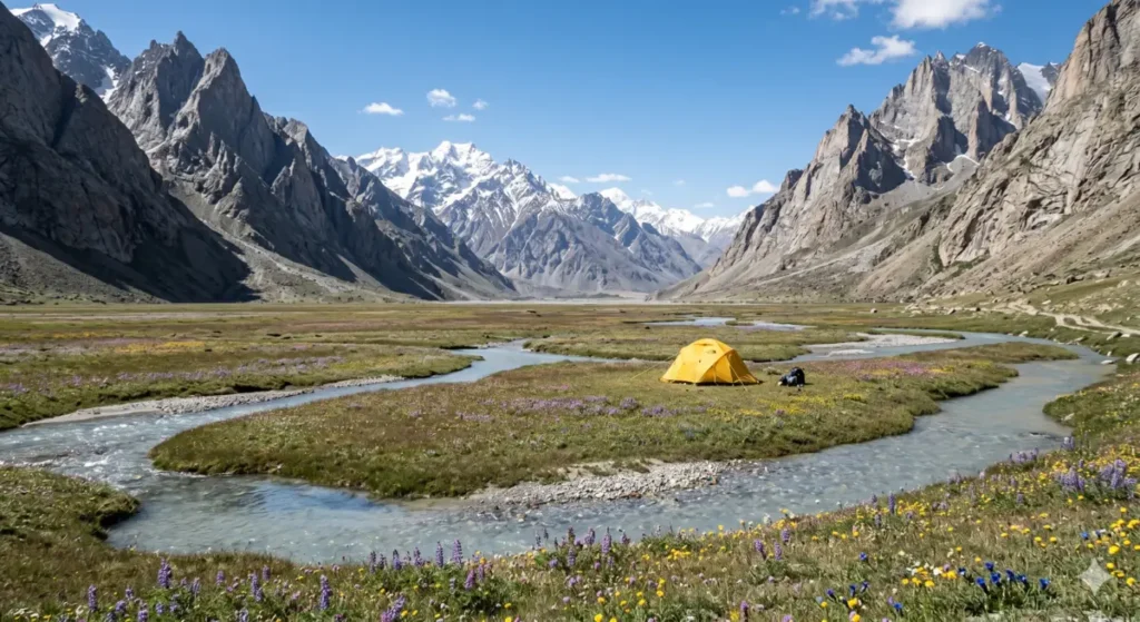 Offbeat places in Himachal Pradesh - Wilderness camping setup in the untouched alpine Miyar Valley of Lahaul