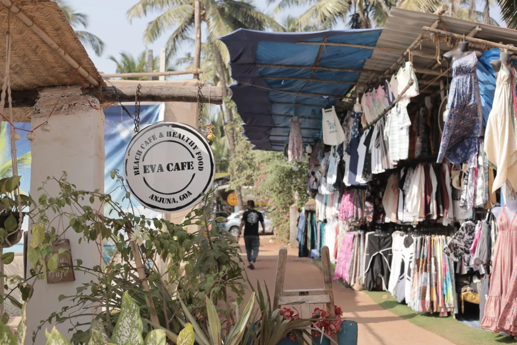 Top 10 places to visit in Goa - Open-air shopping stalls and handicraft bazaars at Anjuna Beach