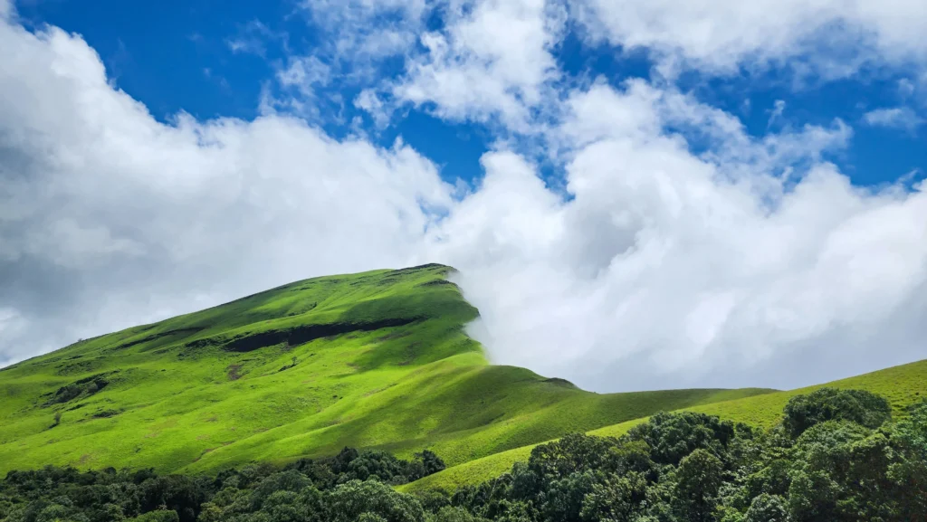 Mist-covered mountain peaks in Chikmagalur, a top South India monsoon getaway