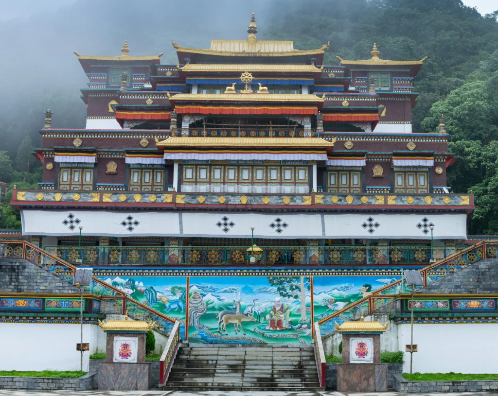 Buddhist monastery in misty Gangtok, a top July vacation destination